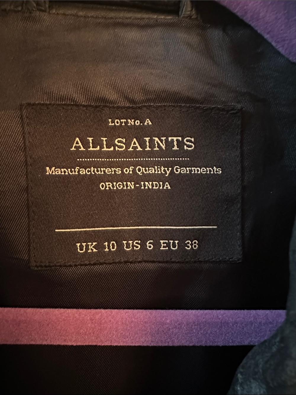 All Saints Black Quilted-Shoulder Leather Biker Jacket - Picture 2 of 4